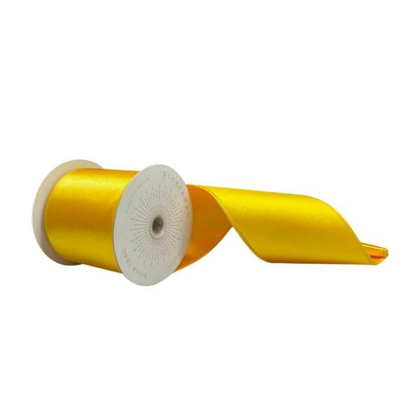 4" x 10Yd Yellow Satin Christmas Ribbon