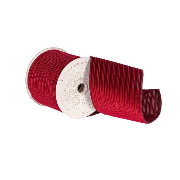 4" x 10Yd Burgundy Velvet Satin Back Lining Christmas Ribbon