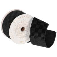 Vickerman 2.5" x 10Yd Black Velvet Checkered Christmas Ribbon