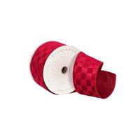 Vickerman 2.5" x 10Yd Red Velvet Checkered Christmas Ribbon