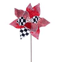 View 19" Red/White/Black Poinsettia Artificial Spray (4 Pack)