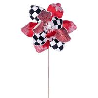 Vickerman 19" Red/White/Black Magnolia Artificial Spray (4 Pack)