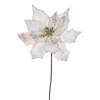Vickerman 20" Cream Striped Velvet Poinsettia Artificial Flower Stem (3 Pack)