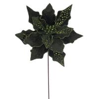 Vickerman 20" Green Striped Velvet Poinsettia Artificial Flower Stem (3 Pack)