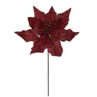 Vickerman 20" Burnish Orange Velvet Poinsettia Artificial Flower Stem (3 Pack)
