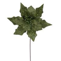 Vickerman 20" Lime Striped Velvet Poinsettia Artificial Flower Stem (3 Pack)