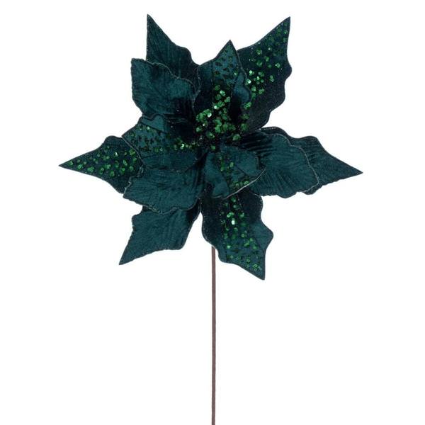 20" Burgundy Striped Velvet Poinsettia Artificial Flower Stem (3 Pack)