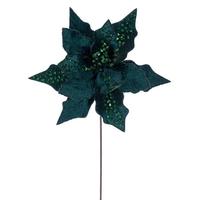 Vickerman 20" Burgundy Striped Velvet Poinsettia Artificial Flower Stem (3 Pack)