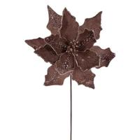 Vickerman 20" Mocha Velvet Poinsettia Artificial Flower Stem (3 Pack)