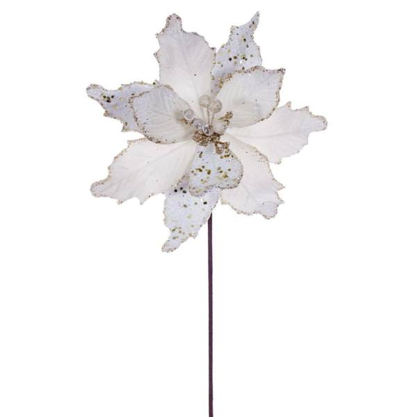 20" Cream Velvet Sugar Poinsettia Artificial Spray (3 Pack)
