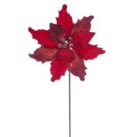 Vickerman 20" Red Velvet Sugar Poinsettia Artificial Spray (3 Pack)