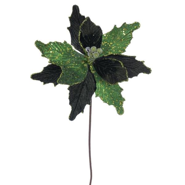 20" Green Velvet Sugar Poinsettia Artificial Spray (3 Pack)