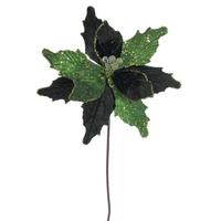 Vickerman 20" Green Velvet Sugar Poinsettia Artificial Spray (3 Pack)