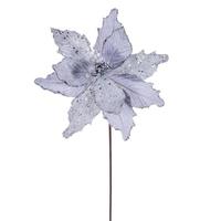Vickerman 20" Silver Velvet Sugar Poinsettia Artificial Spray (3 Pack)