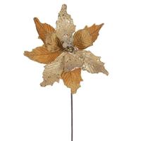 Vickerman 20" Gold Velvet Sugar Poinsettia Artificial Spray (3 Pack)