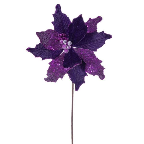 20" Plum Velvet Sugar Poinsettia Artificial Spray (3 Pack)
