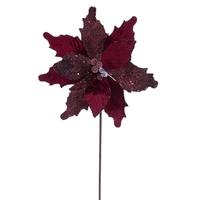 View 20" Burgundy Velvet Sugar Poinsettia Artificial Spray (3 Pack)