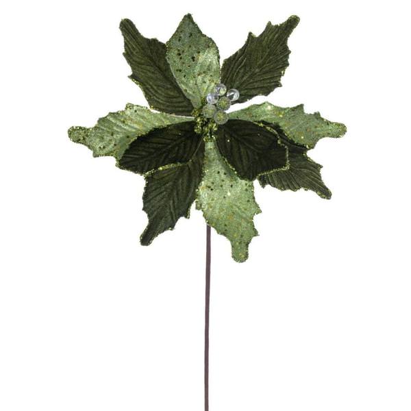 20" Lime Velvet Sugar Poinsettia Artificial Spray (3 Pack)