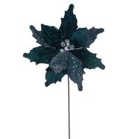 Vickerman 20" Midnight Green Velvet Sugar Poinsettia Artificial Spray (3 Pack)