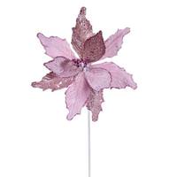 Vickerman 20" Pink Velvet Deluxe Sugar Poinsettia Artificial Spray (3 Pack)