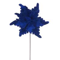 Vickerman 20" Blue Deluxe Velvet Poinsettia Artificial Spray (3 Pack)