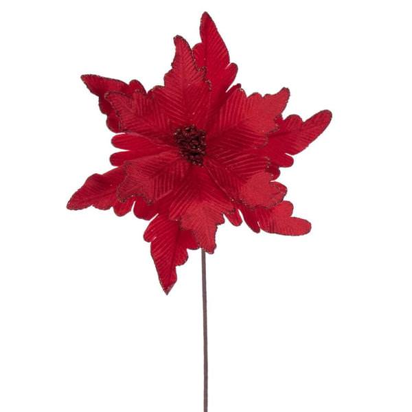 20" Red Deluxe Velvet Poinsettia Artificial Spray (3 Pack)