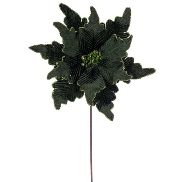 20" Green Deluxe Velvet Poinsettia Artificial Spray (3 Pack)