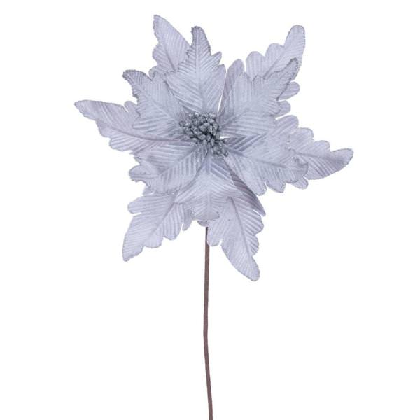 20" Silver Deluxe Velvet Poinsettia Artificial Spray (3 Pack)