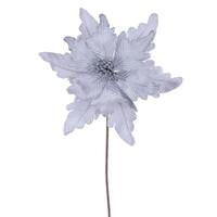 Vickerman 20" Silver Deluxe Velvet Poinsettia Artificial Spray (3 Pack)