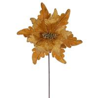 Vickerman 20" Gold Deluxe Velvet Poinsettia Artificial Spray (3 Pack)