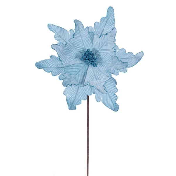 20" Baby Blue Deluxe Velvet Poinsettia Artificial Spray (3 Pack)