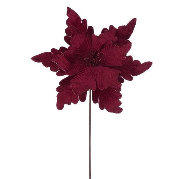 20" Burgundy Deluxe Velvet Poinsettia Artificial Spray (3 Pack)