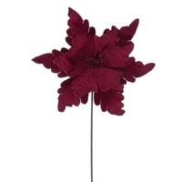 Vickerman 20" Burgundy Deluxe Velvet Poinsettia Artificial Spray (3 Pack)