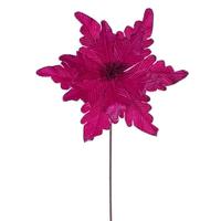 Vickerman 20" Fuchsia Deluxe Velvet Poinsettia Artificial Spray (3 Pack)