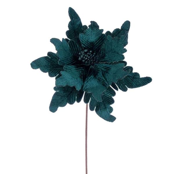 20" Midnight Green Deluxe Velvet Poinsettia Artificial Spray (3 Pack)