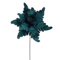 Vickerman 20" Midnight Green Deluxe Velvet Poinsettia Artificial Spray (3 Pack)