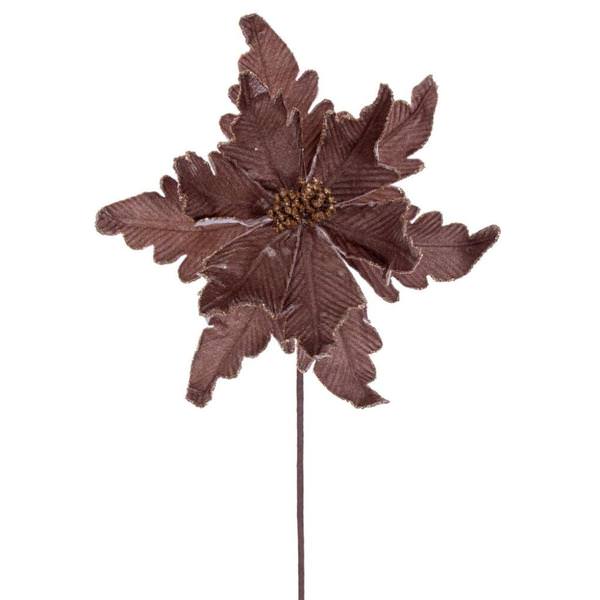 20" Mocha Deluxe Velvet Poinsettia Artificial Spray (3 Pack)