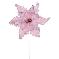 Vickerman 20" Pink Deluxe Velvet Poinsettia Artificial Spray (3 Pack)