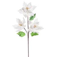 Vickerman 26" Cream Razor Velvet Poinsettia Trio Artificial Flower Stem (3 Pack)