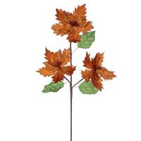 Vickerman 26" Burnish Orange Razor Velvet Poinsettia Trio Artificial Flower Stem (3 Pack)