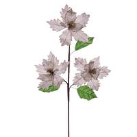 Vickerman 26" Champagne Razor Velvet Poinsettia Trio Artificial Flower Stem (3 Pack)