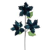 Vickerman 26" Midnight Green Razor Velvet Poinsettia Trio Artificial Flower Stem (3 Pack)
