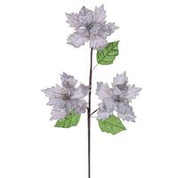 Vickerman 26" Pewter Razor Velvet Poinsettia Trio Artificial Flower Stem (3 Pack)