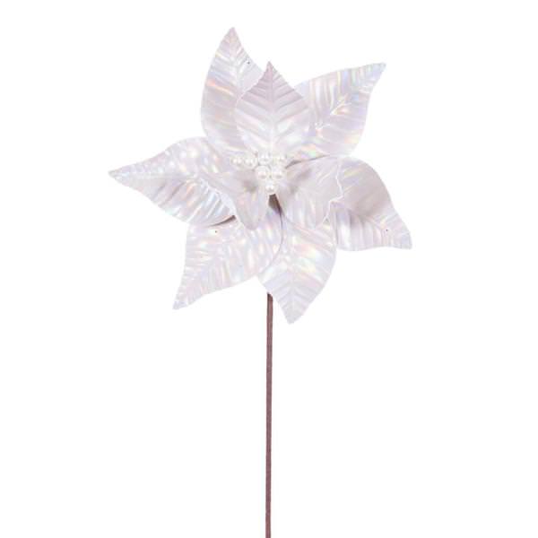 20" Cream Iridescent Deluxe Velvet Poinsettia Artificial Spray (3 Pack)
