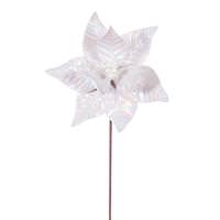 Vickerman 20" Cream Iridescent Deluxe Velvet Poinsettia Artificial Spray (3 Pack)