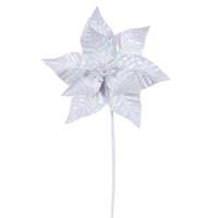 Vickerman 20" White Iridescent Deluxe Velvet Poinsettia Artificial Spray (3 Pack)