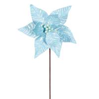 Vickerman 20" Baby Blue Iridescent Deluxe Velvet Poinsettia Artificial Spray (3 Pack)