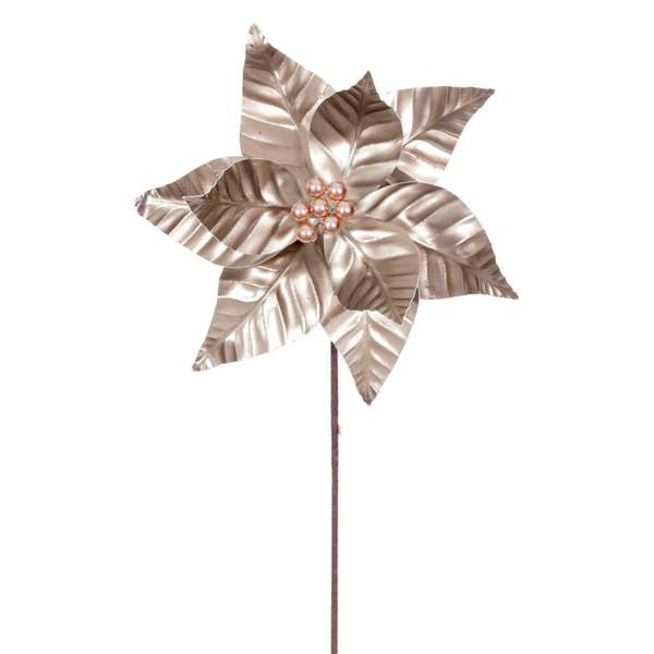 20" Champagne Iridescent Deluxe Velvet Poinsettia Artificial Spray (3 Pack)