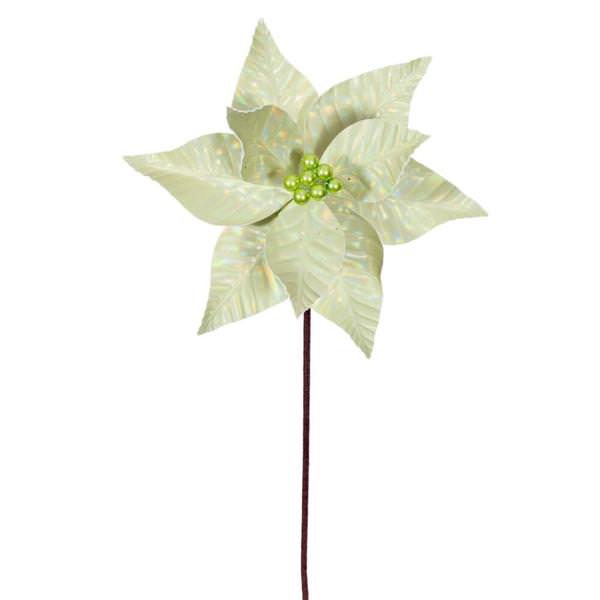 20" Lime Iridescent Deluxe Velvet Poinsettia Artificial Spray (3 Pack)