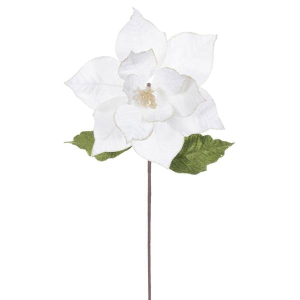 20" Cream Classic Velvet Poinsettia Artificial Flower Stem (4 Pack)